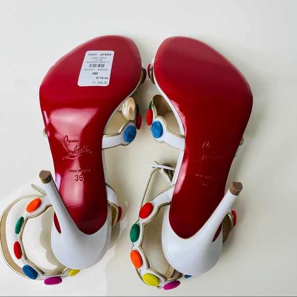 Christian Louboutin Smartissima 100 White Multi Ankle Strap Sandal Heel - Picture 11 of 11
